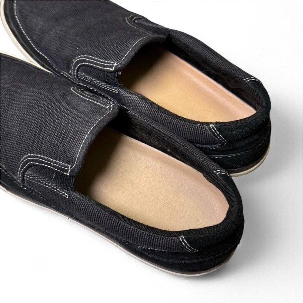Clarks Canvas Slip-On Sneakers Vans Style Black White Stitching Women's 9.5 - Picture 4 of 6